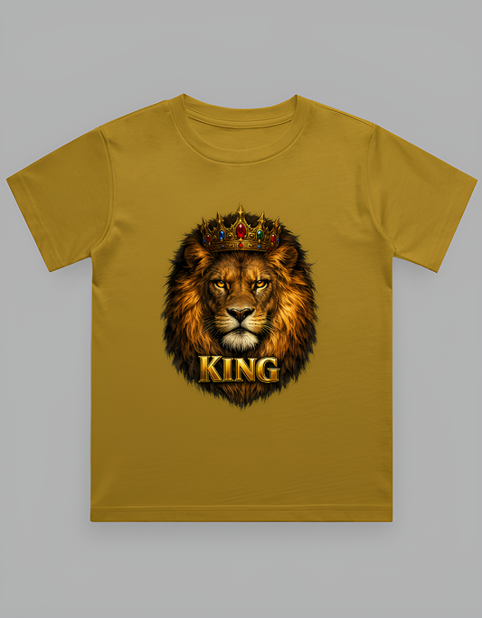 Kids Royal Lion King Graphic Printed T-Shirt Mustard Yellow by Tressan