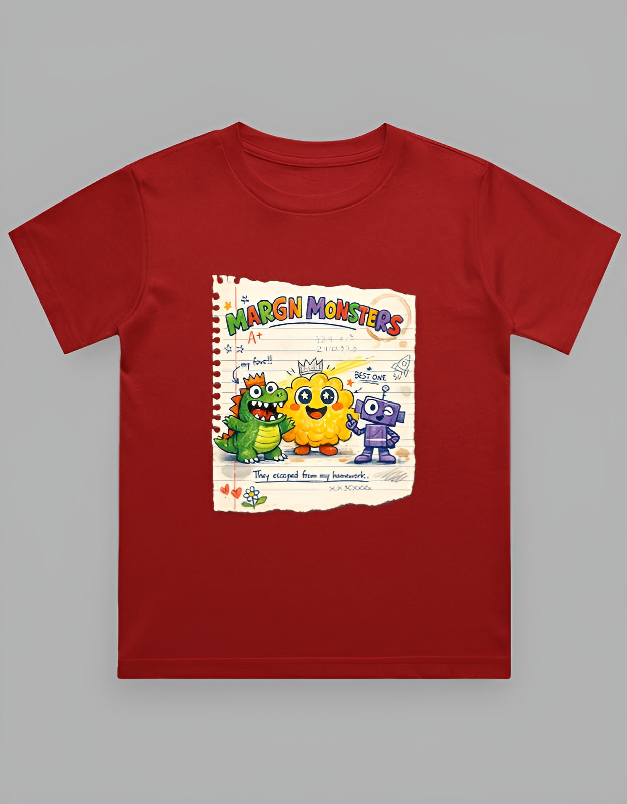Margin Monsters Kids Graphic T-Shirt | Funny Cartoon Doodle Notebook Art