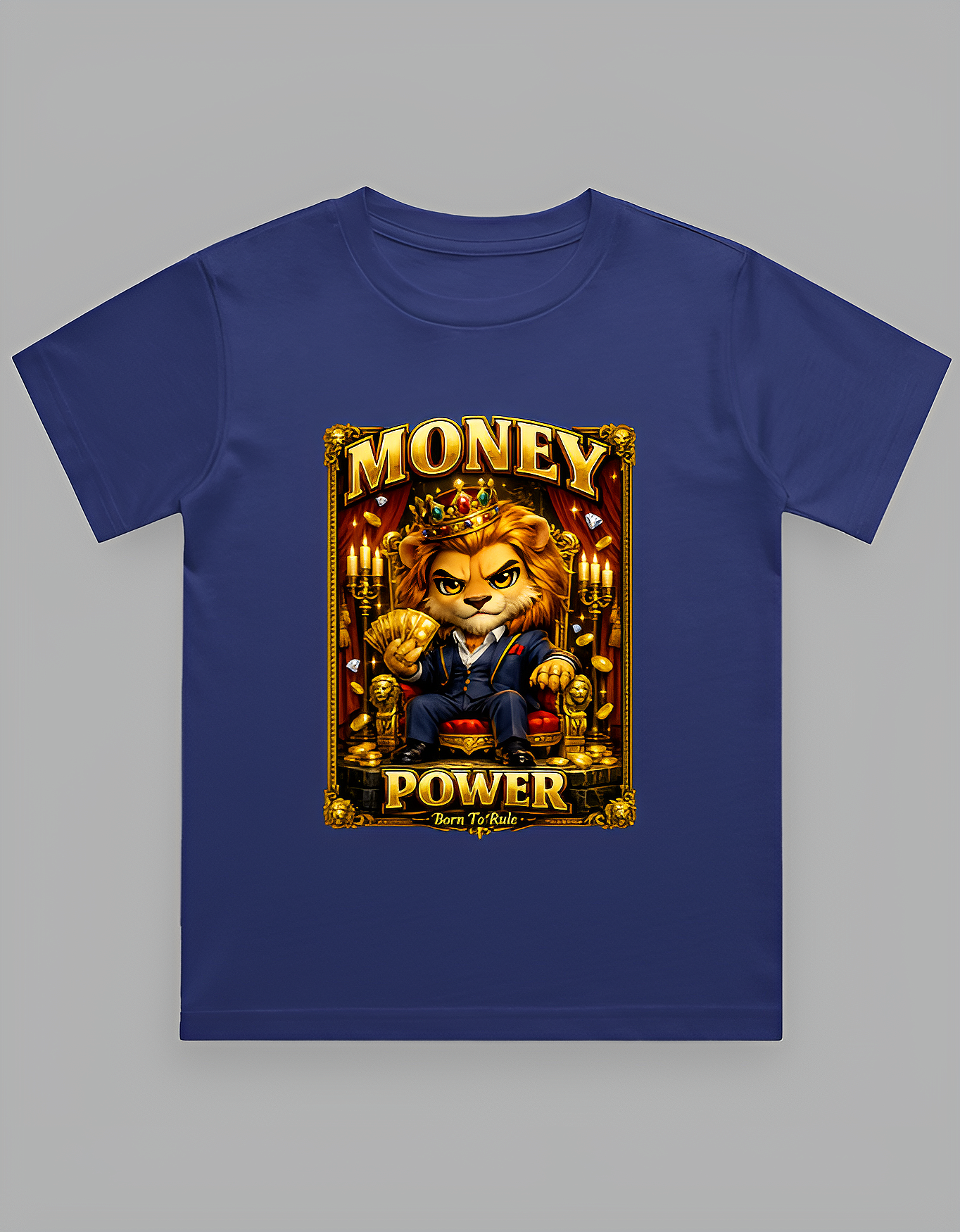 Kids Money Power Royal Lion Boss Printed T-Shirt for Boys & Girls