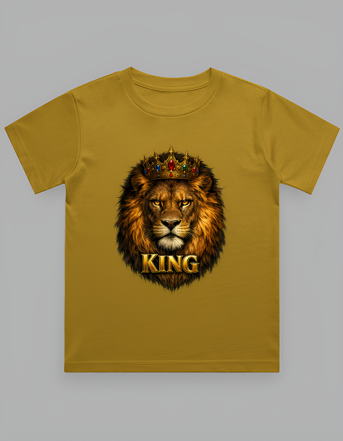 Kids Royal Lion King Graphic Printed T-Shirt Mustard Yellow by Tressan