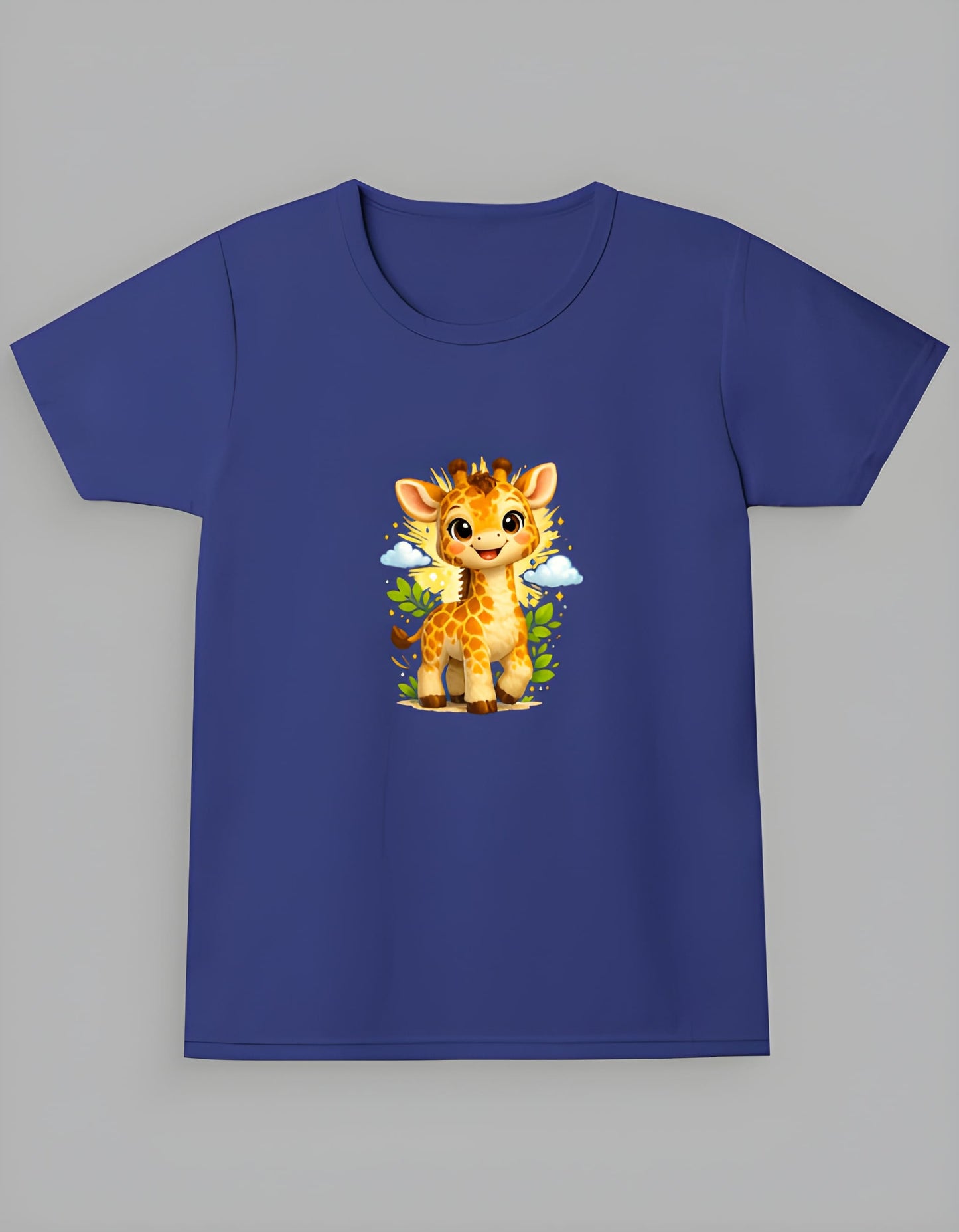 Girl’s Crew Neck T-Shirt | Cute Safari Style | Little Giraffe | Wild & Wonderful