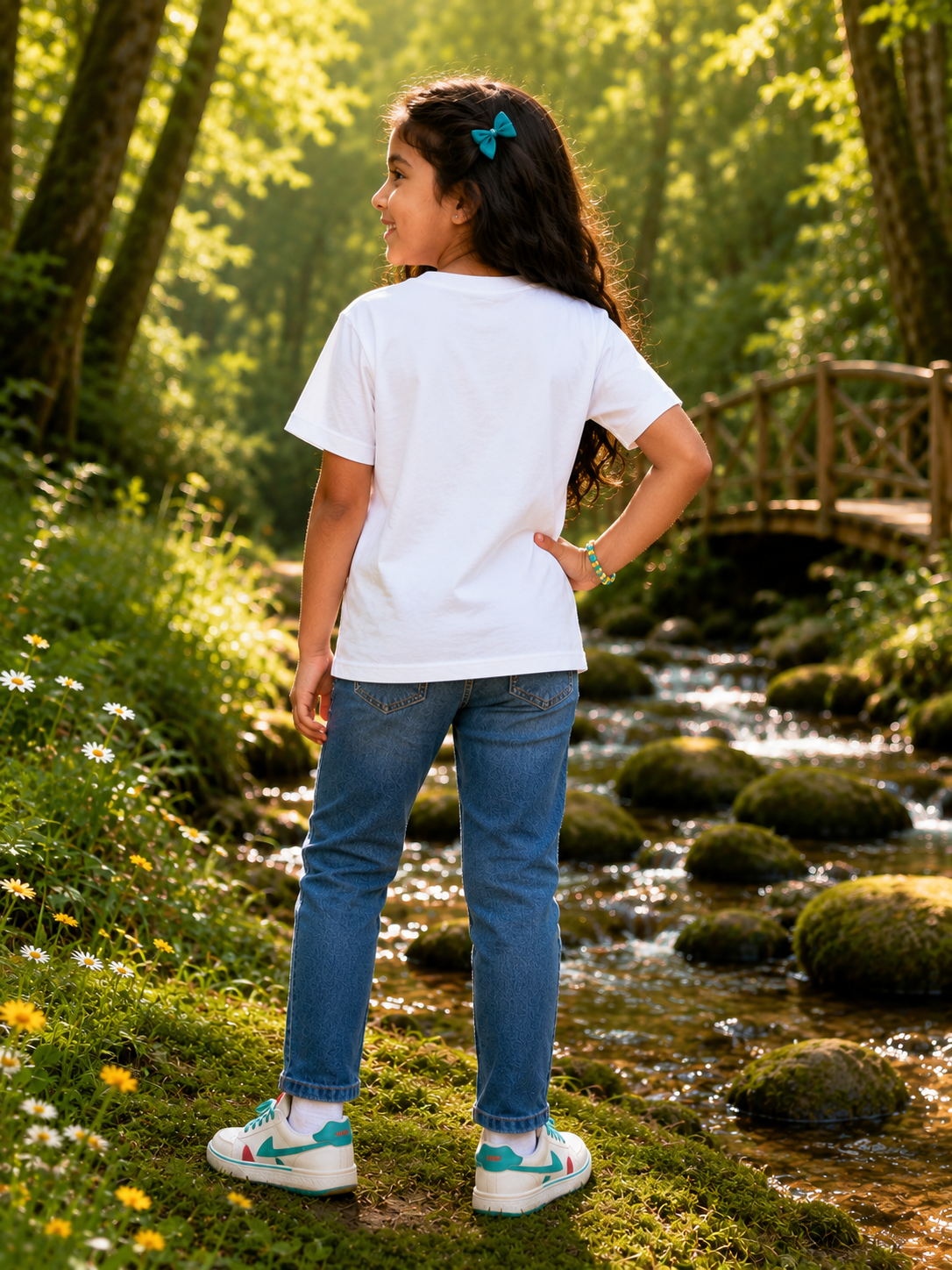 Girl’s Crew Neck T-Shirt | Sweet Safari Style | Ellie the Explorer | Adventure Awaits