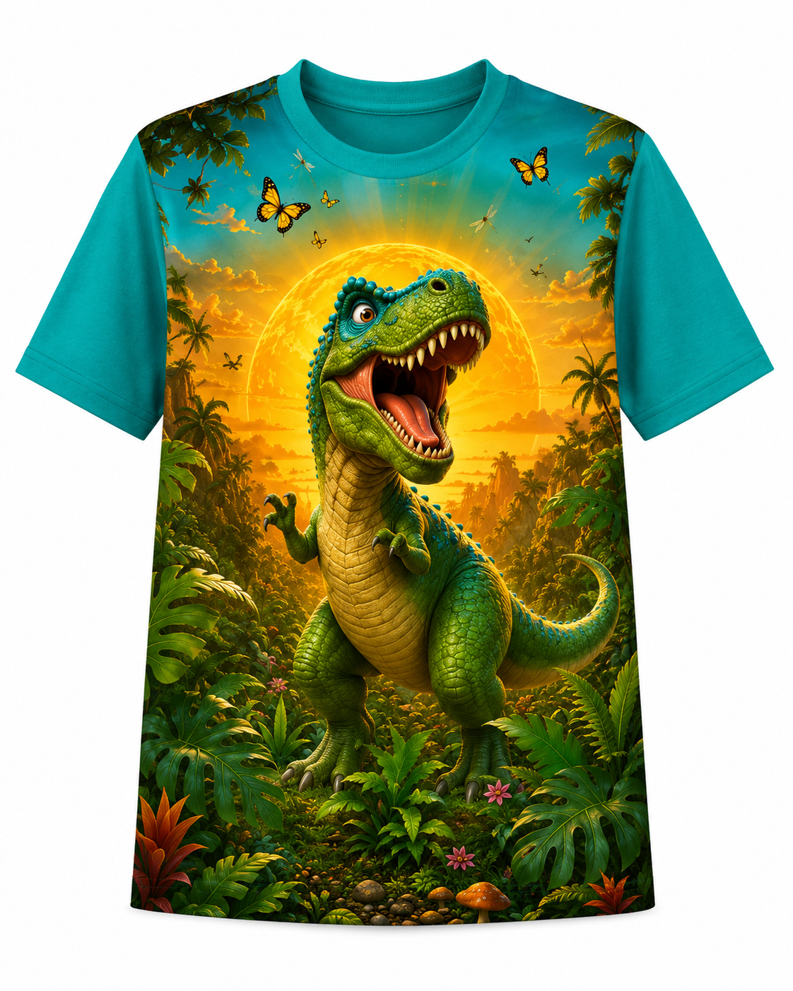 Boy's Crew Neck T-Shirt | T-Rex Dinosaur Jurassic Fans T-Shirt
