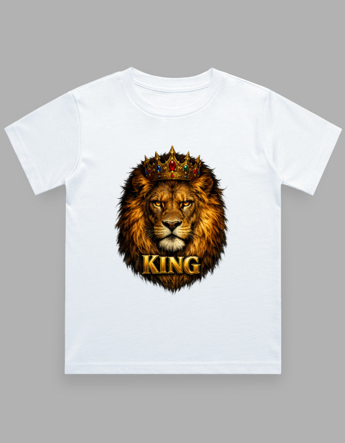 Kids Royal Lion King Graphic T-Shirt in White by Tressan