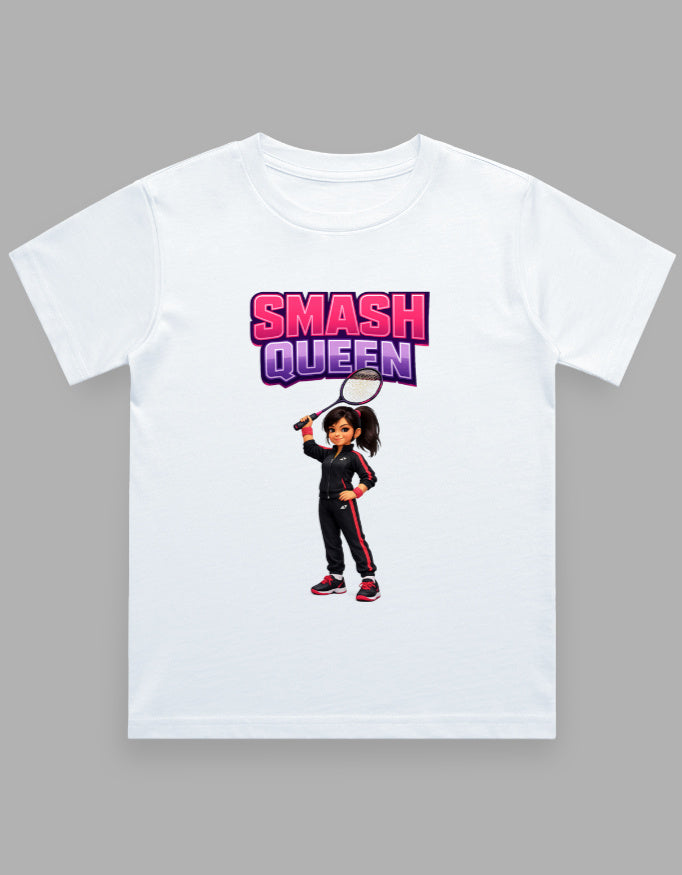 Girls' Crew Neck T-Shirt | Smash Queen | Badminton T-Shirt