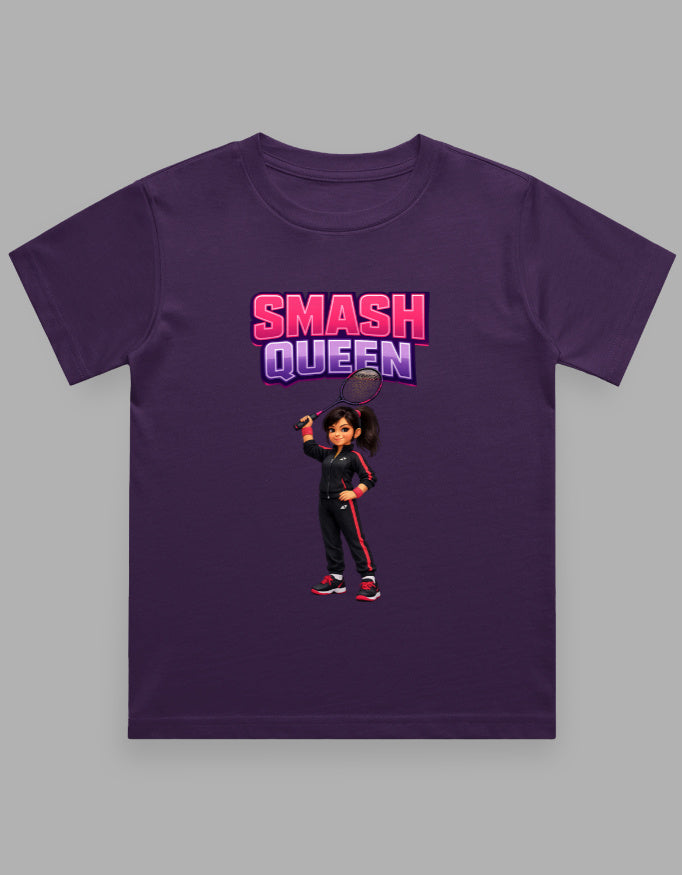 Girls' Crew Neck T-Shirt | Smash Queen | Badminton T-Shirt