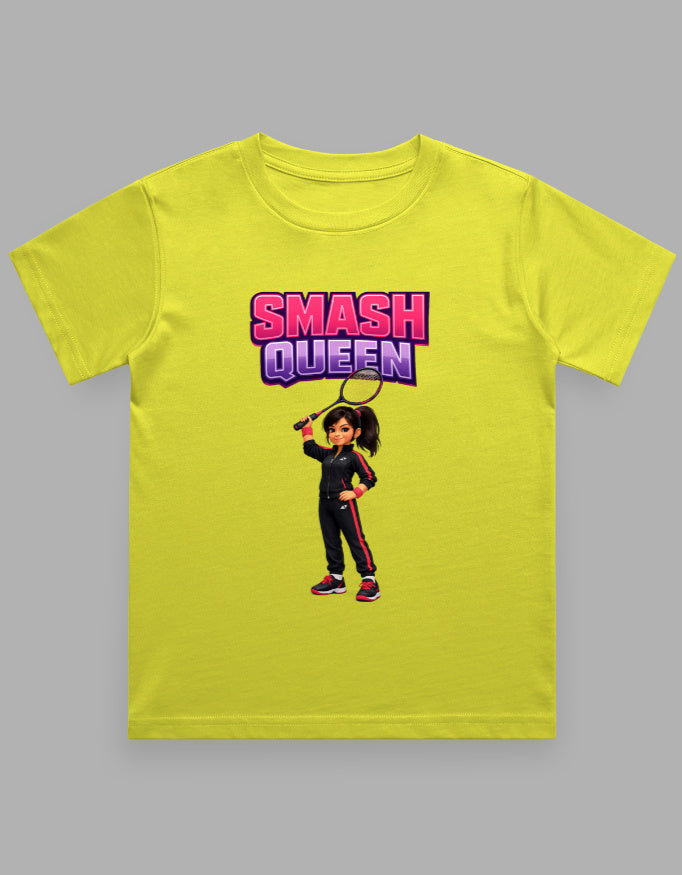 Girls' Crew Neck T-Shirt | Smash Queen | Badminton T-Shirt