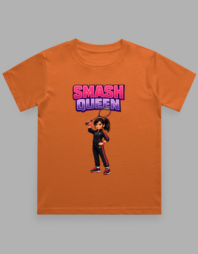 Girls' Crew Neck T-Shirt | Smash Queen | Badminton T-Shirt