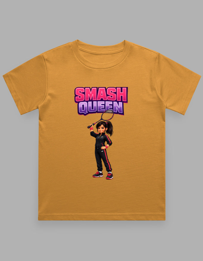 Girls' Crew Neck T-Shirt | Smash Queen | Badminton T-Shirt
