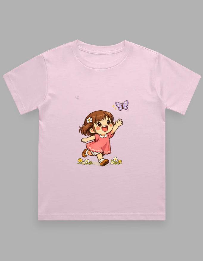 Trying to chase butterfly graphic printed t-shirt