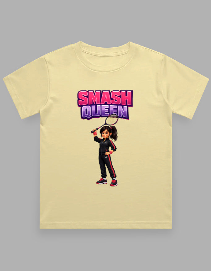 Girls' Crew Neck T-Shirt | Smash Queen | Badminton T-Shirt