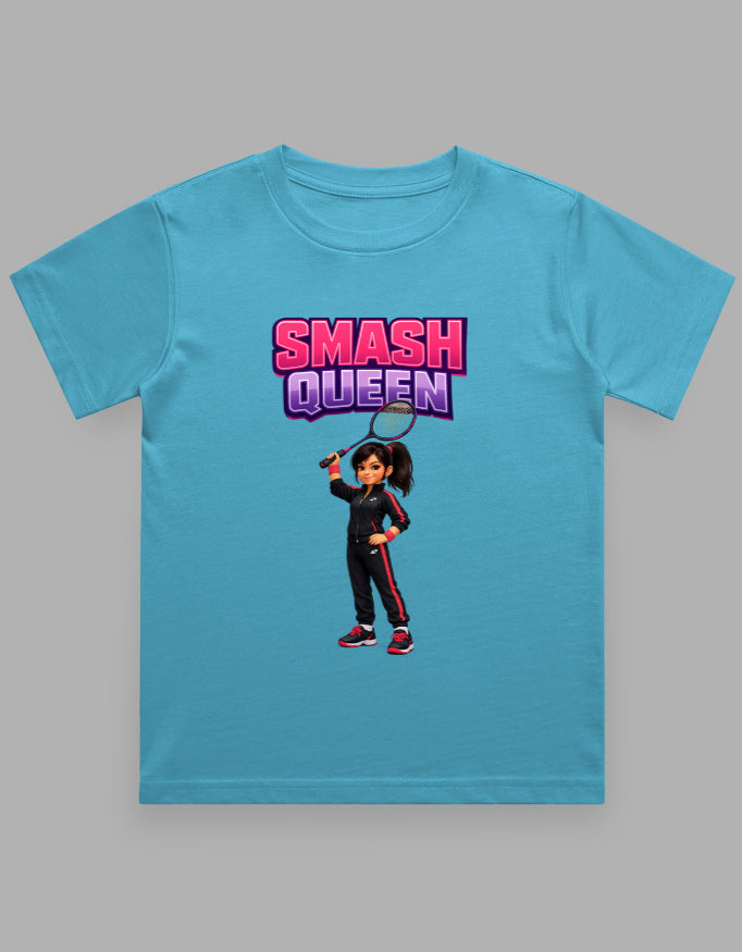 Girls' Crew Neck T-Shirt | Smash Queen | Badminton T-Shirt