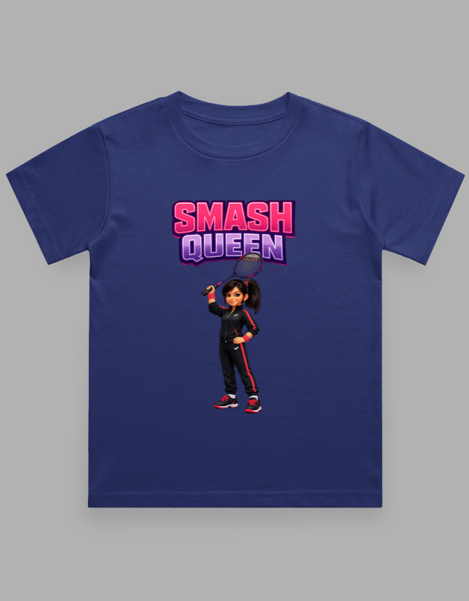 Girls' Crew Neck T-Shirt | Smash Queen | Badminton T-Shirt