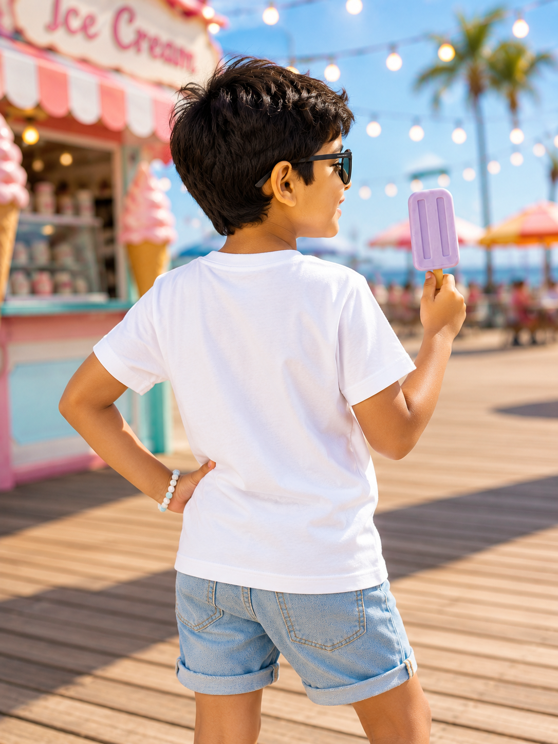 Boys Ice Cream Print Crew Neck T-Shirt | Summer Graphic Tee